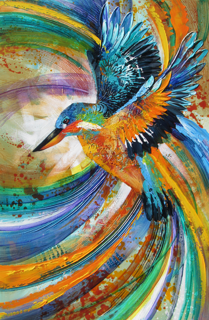 Acrylic Texture Spatter Glazing Online Acrylic Painting Class With   ATSG Azure Kingfisher 